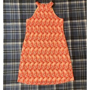 Versona Flamingo Print Halter Shift Dress Pink Orange XS Sleeveless Summer Mini